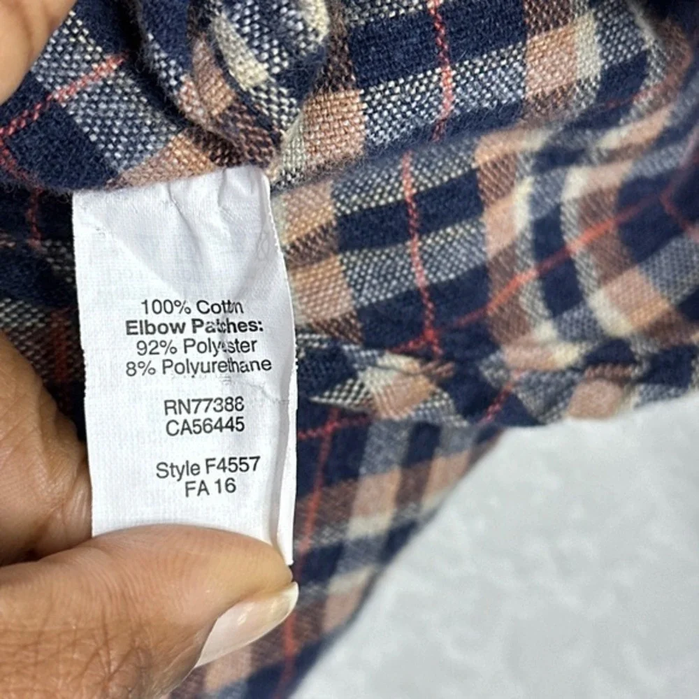 J.Crew Shirt Mens‎ Small Brown Plaid Elbow Patch Hunting Outdoor Hiking Gorpcore